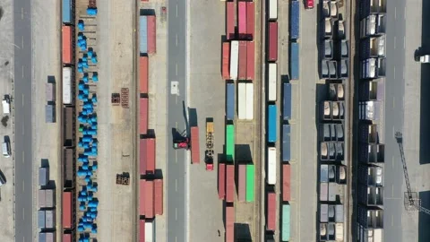 Container terminal in city Stock Footage 165482270