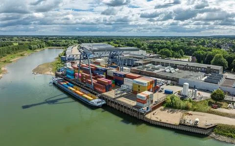 Container terminal in Doesburg, Netherlands Stock Photos