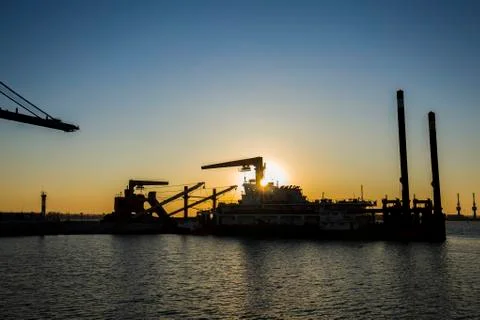 Container terminal in the evening Stock Photos