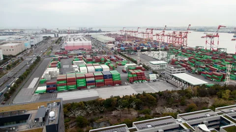 Container Terminal Freight Transportation Tokyo Video stock 116755373