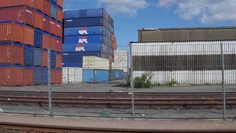 Container Terminal Hamburg – drive by Vídeo Stock 108822174