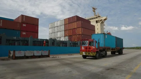 Container Terminal In The Harbor Stock Footage 61738614