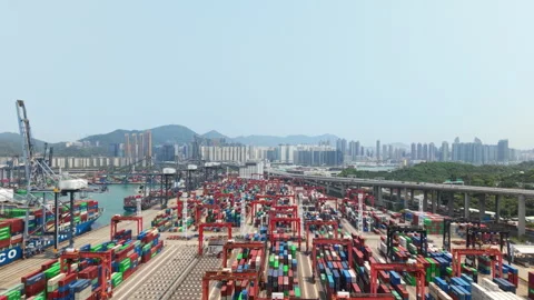 Container Terminal Managing Cargo in Hong Kongs Logistics Hub. Video stock 311368810