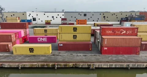 Container terminal in the netherlands Stock Footage 322095415