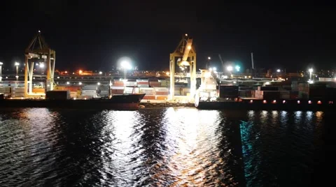 Container terminal at night Stock Footage 61521562
