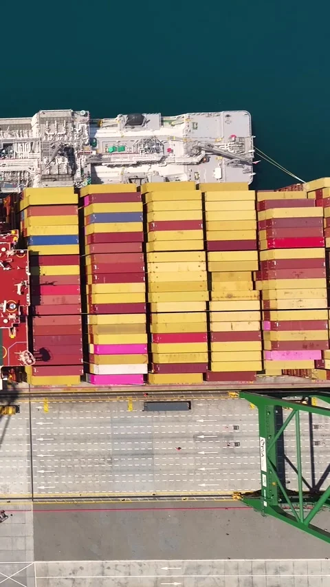 Container terminal operations with cargo unloading and loading 스톡 동영상 340234595