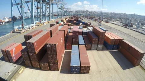 Container terminal operations Stock Footage 114661653