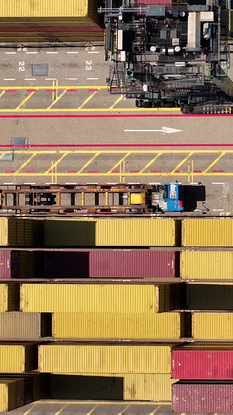 Container terminal operations with shipping containers and cargo transport Video stock 340234990