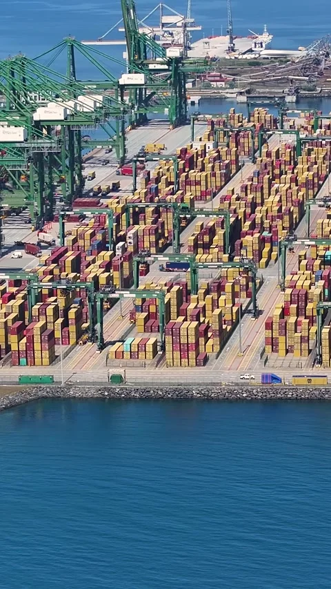 Container terminal operations with shipping containers and cargo activities Video stock 342321539