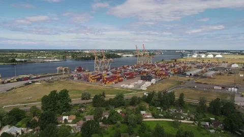 Container terminal in the port Stock Footage 162653714