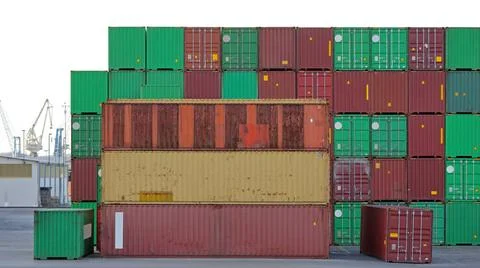 Container terminal Stack of shipping containers at harbor port Copyright: ... Stock Photos