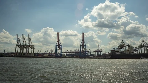 Container Terminal time lapse Stock Footage 95452282