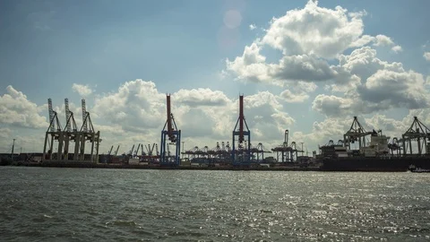 Container Terminal time lapse Stock Footage 95452633