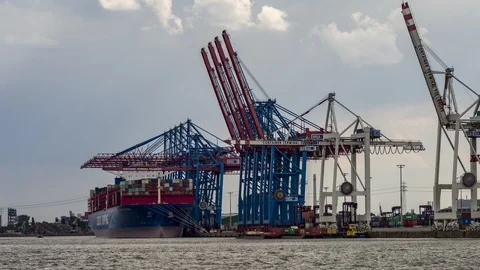 Container Terminal time lapse Stock Footage 95452798