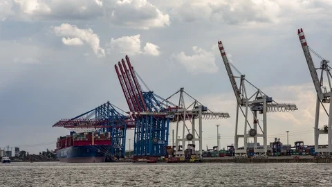 Container Terminal time lapse Stock Footage 95452921