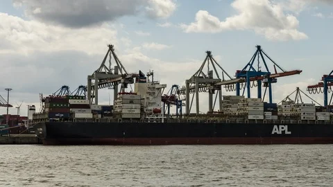 Container Terminal time lapse Stock Footage 95454076