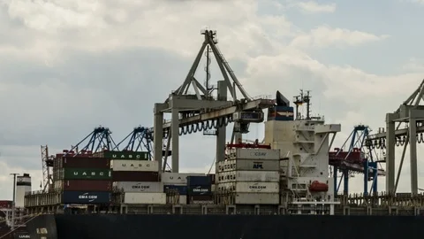Container Terminal time lapse Stock Footage 95454095