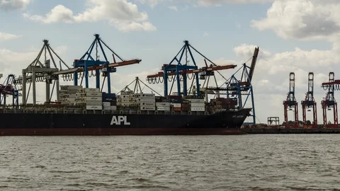 Container Terminal time lapse Video stock 95454209