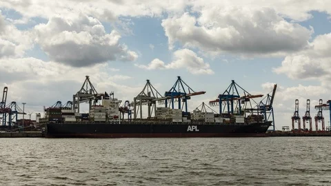 Container Terminal time lapse Stock Footage 95454598