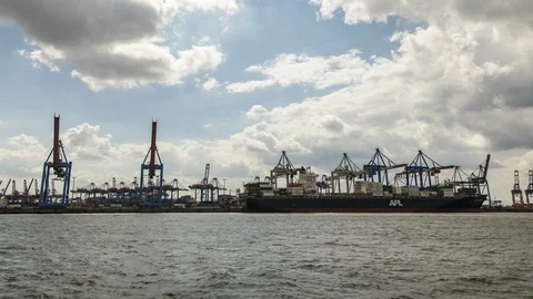 Container Terminal time lapse Stock Footage 95455506