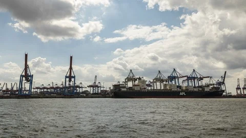 Container Terminal time lapse Stock Footage 95455883