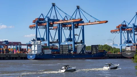 Container Terminal time lapse Stock Footage 108504214