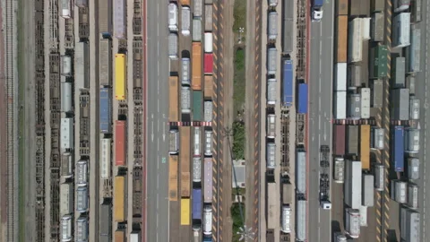 Container Terminal Top View Video stock 251382573