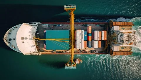 Container Terminals, Aerial view of the container, Made by AI,Artificial in.. Stock Illustration