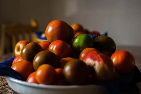 Container with tomatoes Stock Photos