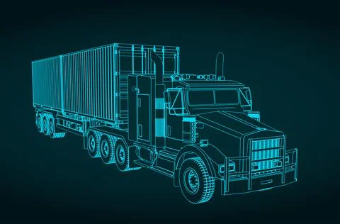 Container tractor trailer truck Stock Illustration