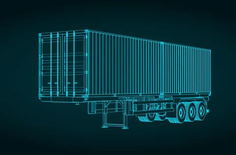 Container trailer blueprint Stock-Illustration