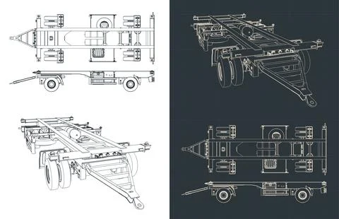 Container trailer blueprints Stock-Illustration