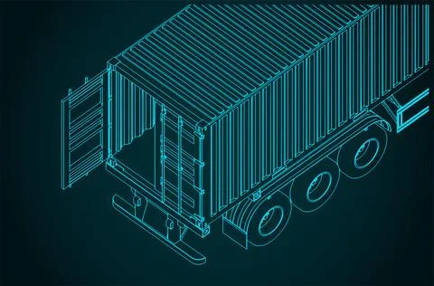 Container trailer close-up Stock Illustration