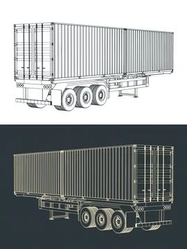 Container trailer drawings Illustrazione stock