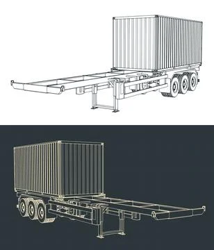 Container trailer illustrations 스톡 일러스트