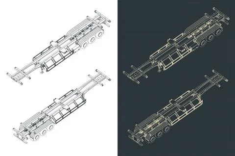 Container trailer isometric blueprints Stock-Illustration
