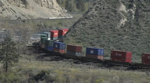 Container Train Curve Stock Footage 910194