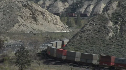 Container Train double curve Stock Footage 910574