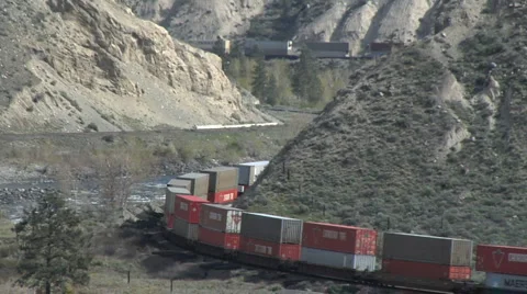 Container Train MCU double curve Stock Footage 909545