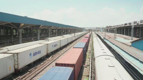 Container train on railway tracks in Mumbai, India Editorial Use 01 July 2026 Stock Footage 339291354
