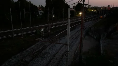 Container train taken in the evening Stock Footage 162184809