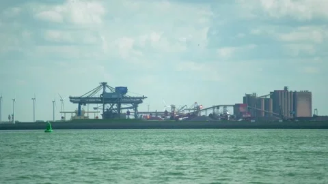 Container transhipment port Stock Footage 131648943