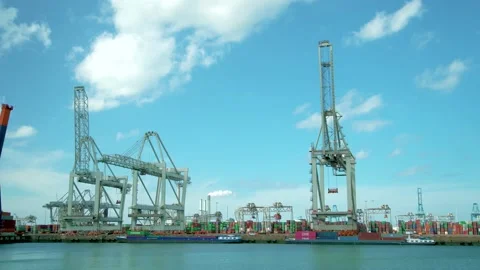 Container transhipment port Stock Footage 131649088