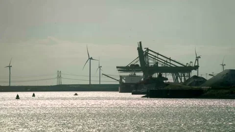 Container transhipment port Stock Footage 131649441