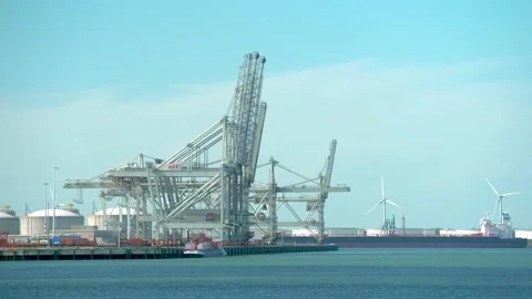 Container transhipment port Stock Footage 131649448