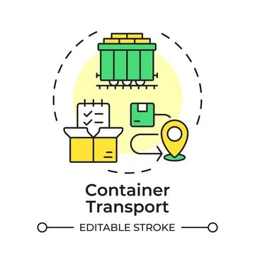Container transport flat linear concept icon 库存插图