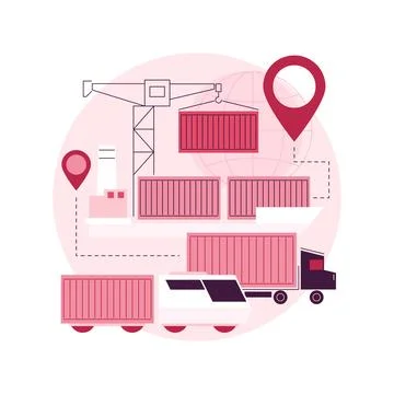 Container transportation abstract concept vector illustration. Stock Illustration