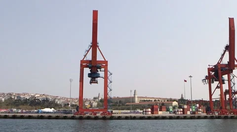 Container Transportation with ship Stock Footage 40741303