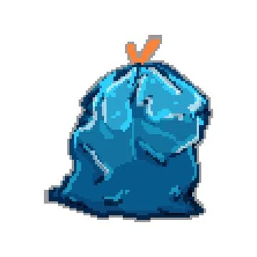 Container trash bag pixel art vector illustration Stock Illustration
