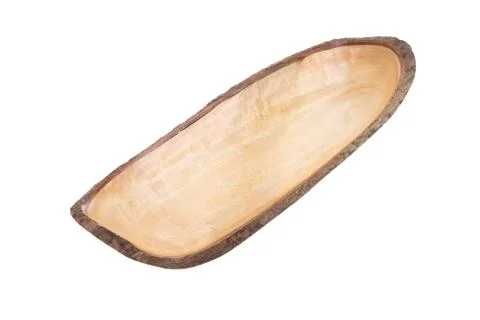 Container, tray, nut shell shape made of wood. Foto stock